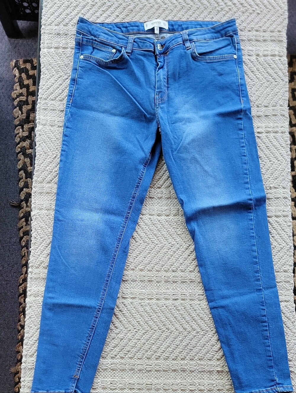 Mango Women's Cropped Slim Jeans in Blue US 10 EU 42